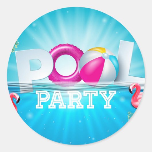 Aloha Pool Party Ronde Sticker (Voorkant)