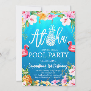 Aloha Pool Party Uitnodiging voor verjaardag