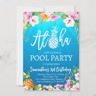 Aloha Pool Party Uitnodiging voor verjaardag