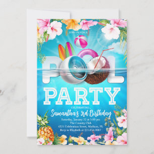 Aloha Pool Party Verjaardag Kaart