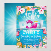 Aloha Pool Party Verjaardag Kaart (Voorkant / Achterkant)