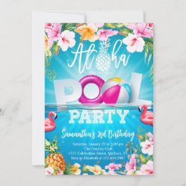 Aloha Pool Party Verjaardag Kaart