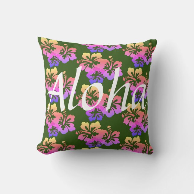 Aloha Rainbow Hibiscus Kussen (Voorkant)