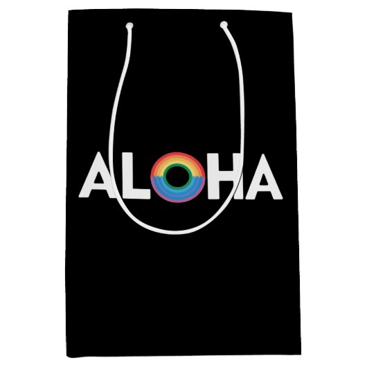 Aloha Rainbow Island Hawaii Pride LGBTQ Medium Cadeauzakje (Voorkant)