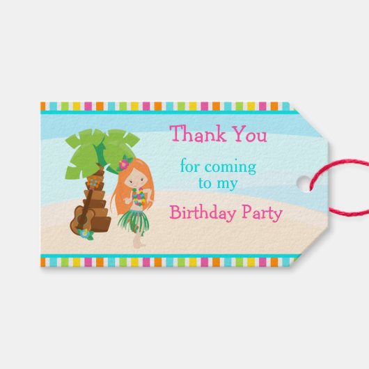 Aloha Red Hair Girl Cadeaulabel (Voorkant (Horizontaal))