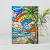 Aloha regenboog hemeleiland gebrandschilderd glas (Staand voorkant)