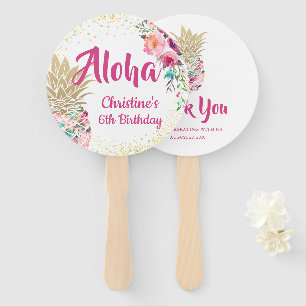Aloha Roze Goud Ananas Verjaardagsgunst Hand Fan Handwaaier
