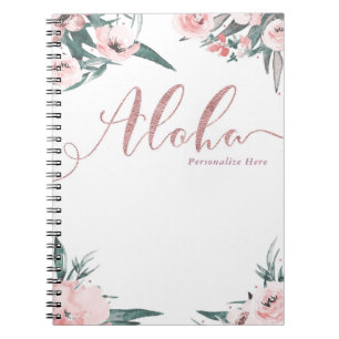 Aloha Roze Tropische Bloemige Moderne Waterverf Notitieboek