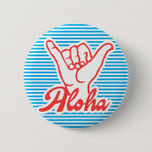Aloha Shaka Hands, blauwe versie Ronde Button 5,7 Cm (Voorkant)