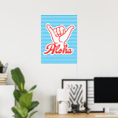 Aloha, Shaka Main, poster d'été, bleu (Bureau à domicile)