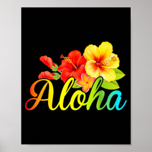 Aloha shirt hawaiaanse bloem hawaii vakantie vrouw poster