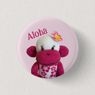 Aloha Sock Monkey Button