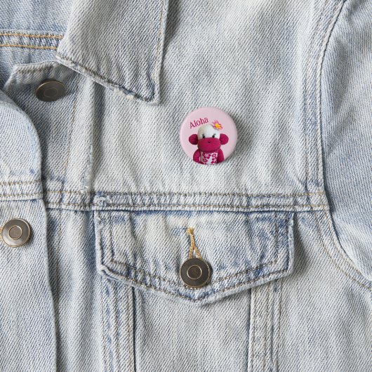Aloha Sock Monkey Button (In situ)