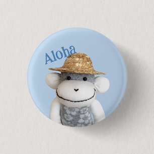 Aloha Sock Monkey (Jongen) Ronde Button 3,2 Cm