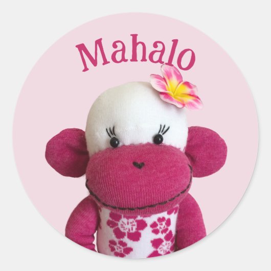 Aloha Sock Monkey Ronde Sticker (Voorkant)