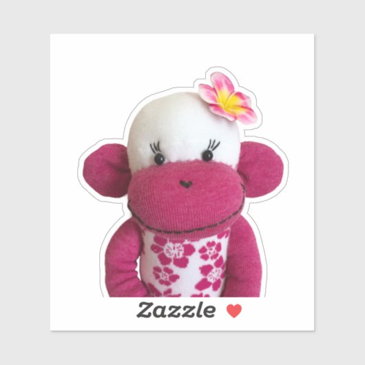 Aloha Sock Monkey Sticker (Vel)
