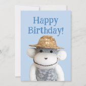 Aloha Sock Monkey Verjaardag Kaart (Voorkant)
