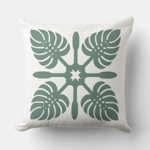 Aloha Spirit Hawaiian Quilt - Monstera & Paddles Kussen