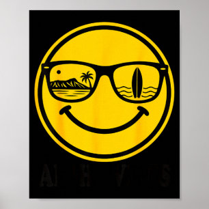 Aloha strand glimlach gezicht hawaii surfen oceaan poster