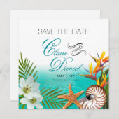 Aloha Strand Plumeria Frangipani Save the Date (Voorkant / Achterkant)