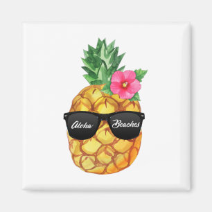 Aloha Stranden Grappige Hawaiiaanse ananas met tin Magneet