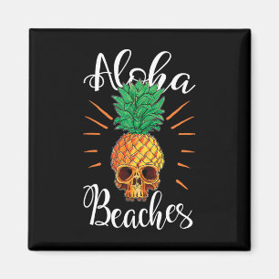 Aloha Stranden Hawaii Ananas Schedel Vakantie T-sh Magneet