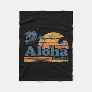 Aloha Stranden Hawaii Vintage Strand Surfen Retro  Fleece Deken