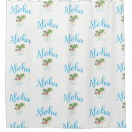 Aloha strandt Hawaiian Style Summer White Douchegordijn