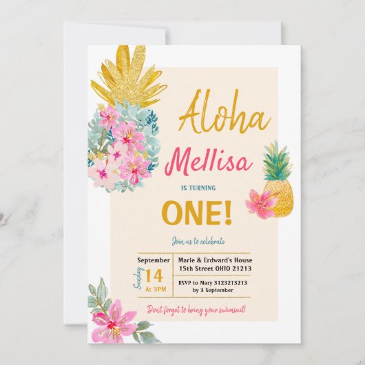 ALOHA Summer Frame Pineappy Invitation (Devant)