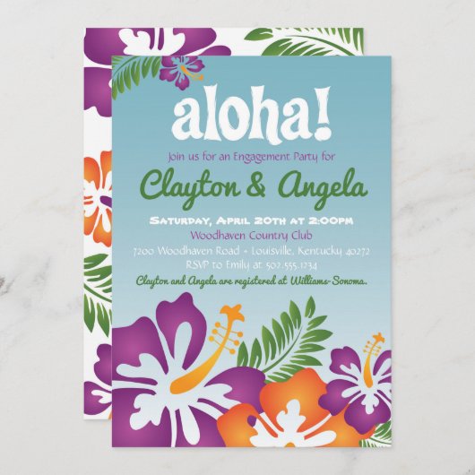 Aloha Summer Luau Invitation (Devant / Derrière)