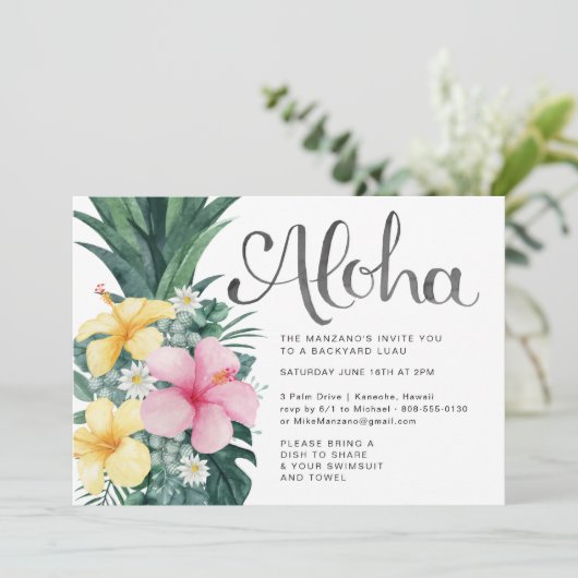 Aloha Summer Luau Party Invitation (Debout devant)