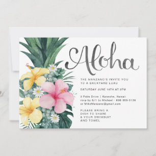 Aloha Summer Luau Party Invitation Kaart