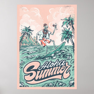 Aloha Summer Surfing Poster