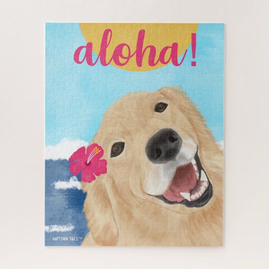 Aloha Sun et Waves Golden Retriever Puzzle (Vertical)