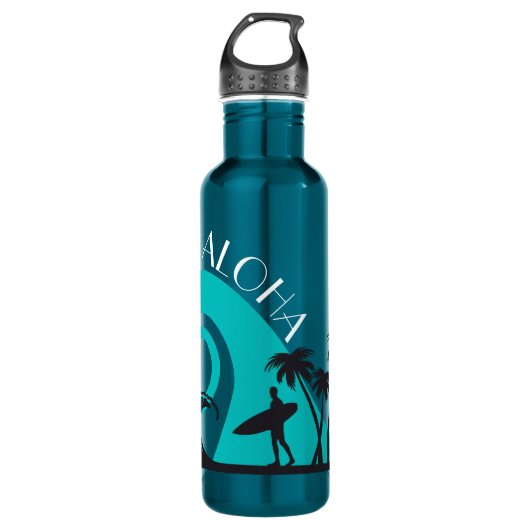 Aloha Surf en Palm Trees Waterfles (Voorkant)
