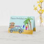 Aloha Surf Fiat 500 Birthday Kaart (Gele Bloem)