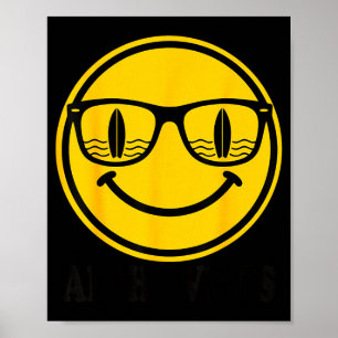 Aloha surf glimlach zonnebril surfplank reflectie poster