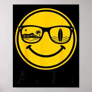 Aloha surf glimlach zonnebril surfplank reflectie poster