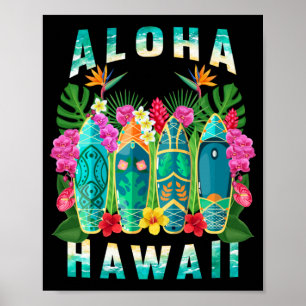 Aloha Surfboard Hawaii Tropisch Hawaiian Poster