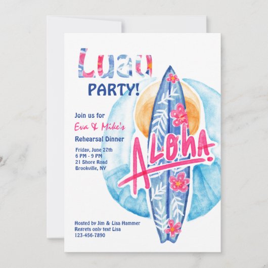 Aloha Surfboard Invitation (Devant)