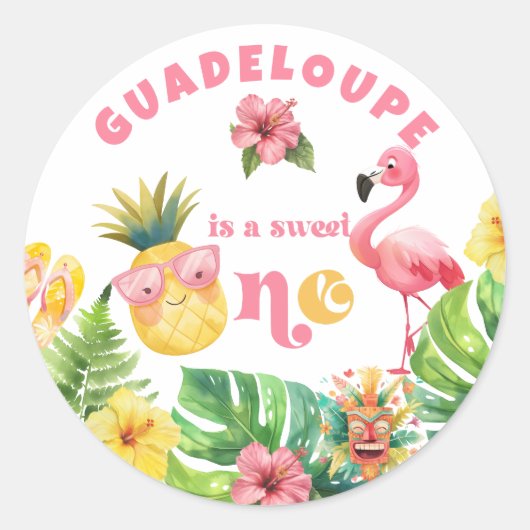 Aloha Sweet One Hawaii luau verjaardagsfeestje Ronde Sticker (Voorkant)