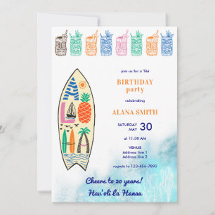 Aloha TIKI Tropical Luau Hawaiian Verjaardagsfeest Kaart