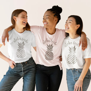 Aloha Tribe Hawaïaanse Zilveren Ananas Bruidsmeisj T-shirt