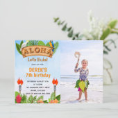 Aloha Tropical Anniversaire Invitation Avec Photo (Debout devant)