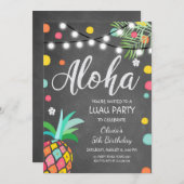 Aloha Tropical Anniversaire invitation Hawaii Luau (Devant / Derrière)