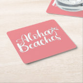 Aloha Tropical Beach ontwerp Vierkante Kartonnen Onderzetter (Schuin)