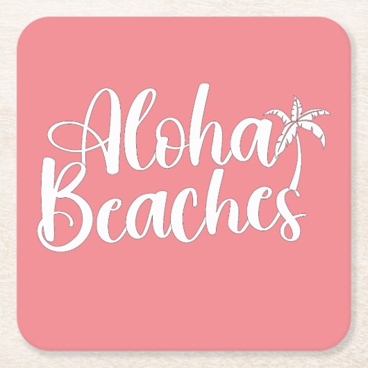 Aloha Tropical Beach ontwerp Vierkante Kartonnen Onderzetter (Voorkant)