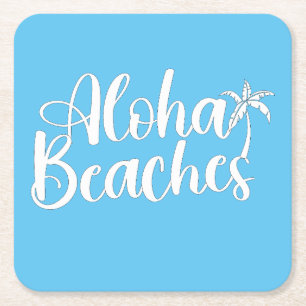 Aloha Tropical Beach ontwerp Vierkante Kartonnen Onderzetter