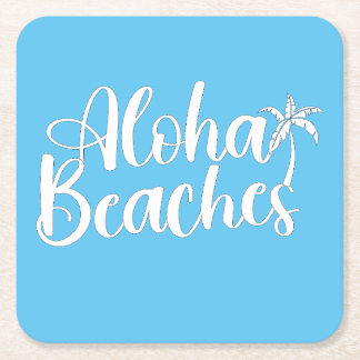 Aloha Tropical Beach ontwerp Vierkante Kartonnen Onderzetter