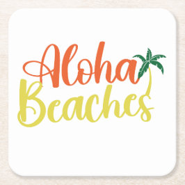 Aloha Tropical Beach ontwerp Vierkante Kartonnen Onderzetter